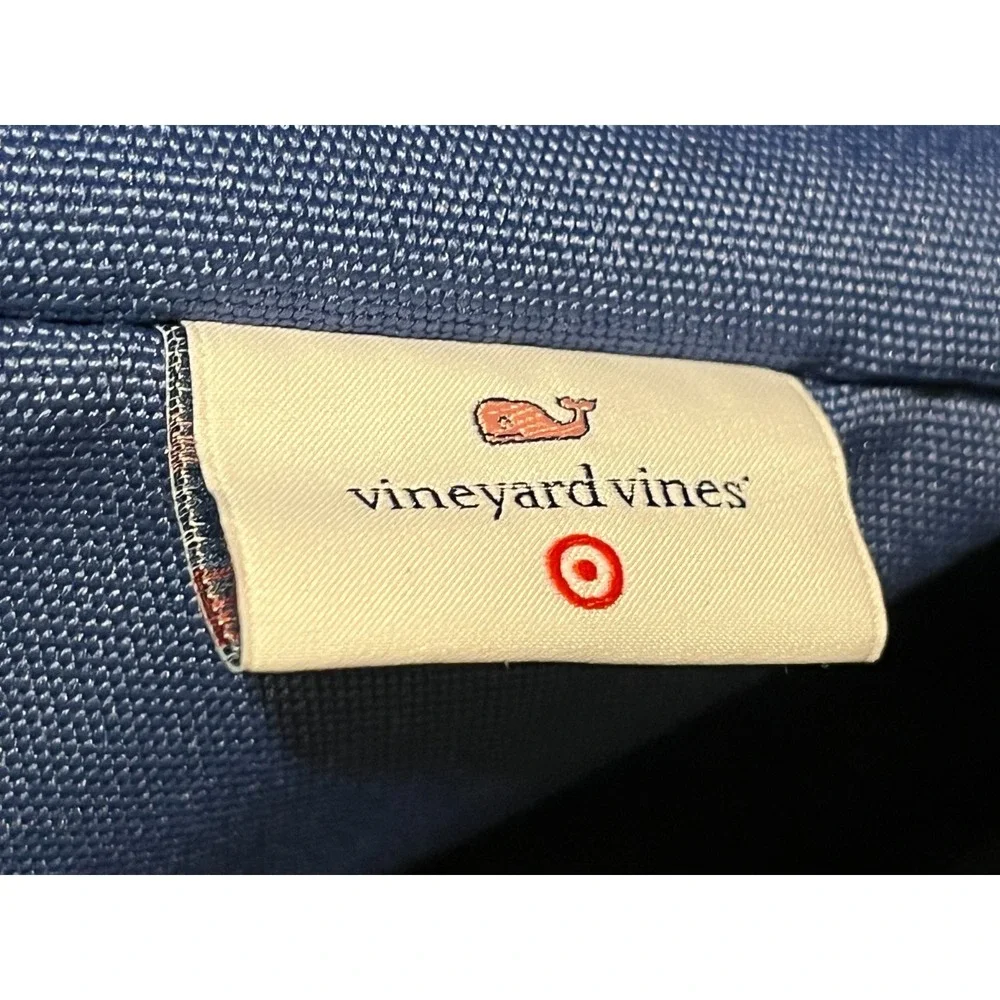 Vineyard Vines Target Pink Whale Tote Blue Large Beach Bag Patchwork Interior - Picture 4 of 9